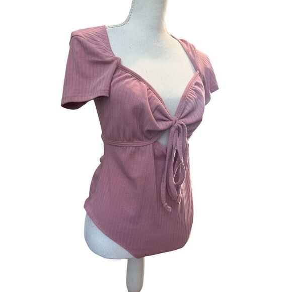 Wild Fable Ribbed Bodysuit- Mauve - Sz Large Y2K, baby doll - Picture 2 of 3
